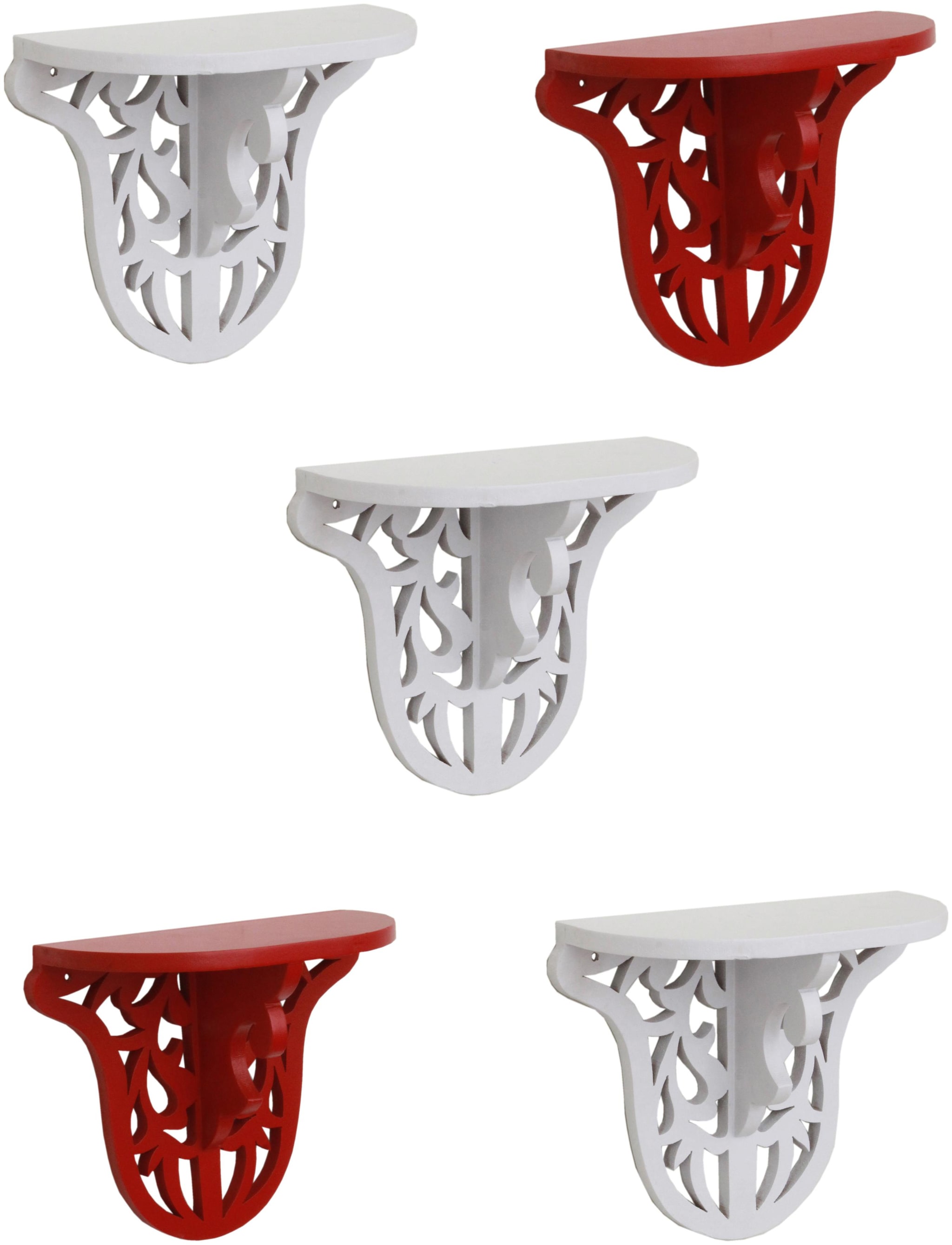 

Home Sparkle Set of 5 Carved Shelf (White And Red)