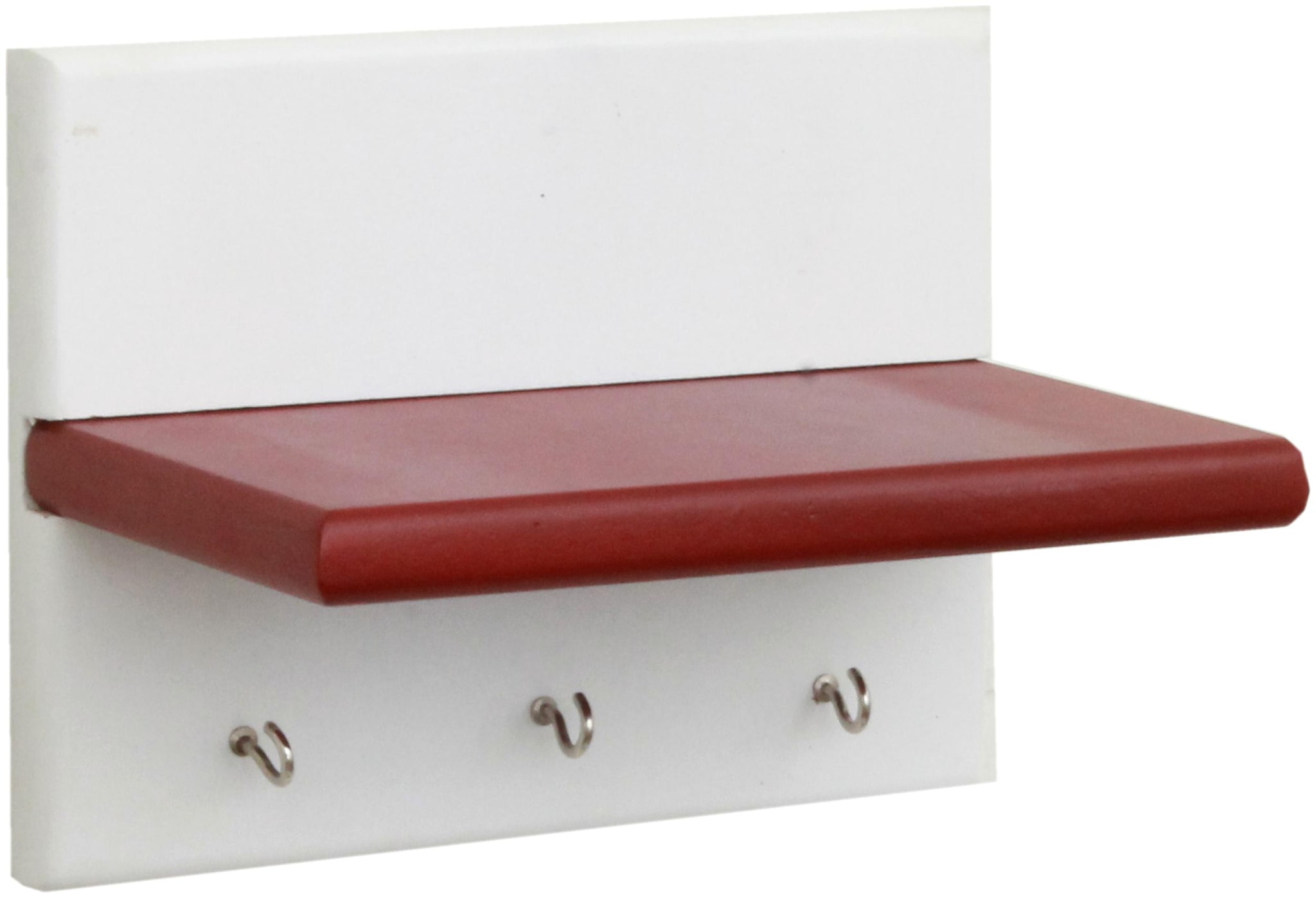 

Home Sparkle Wall Shelf Cum Key holder (WHITE And RED)