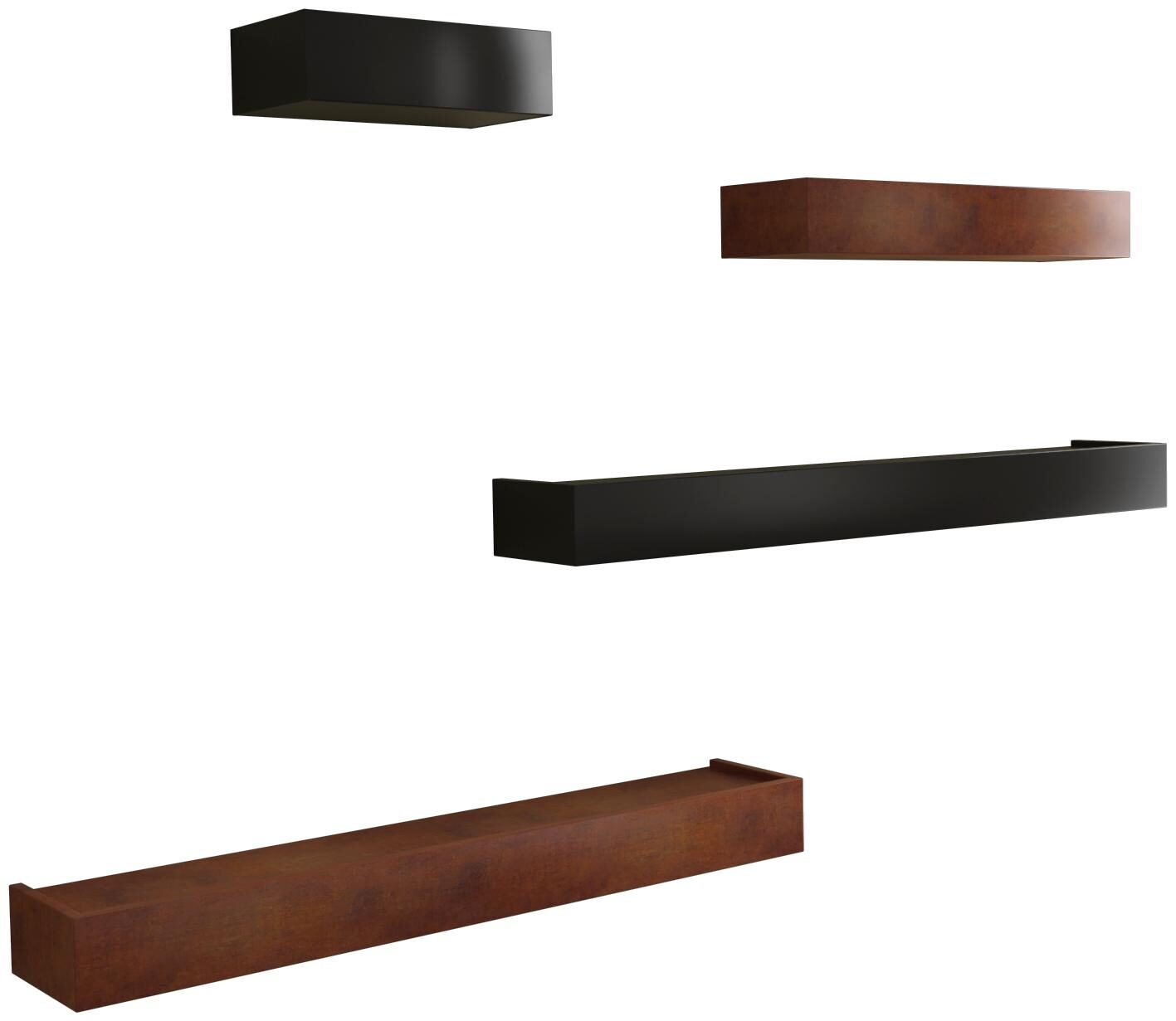 

Home Sparkle Floating Shelves set of 4 (Brown And Black)