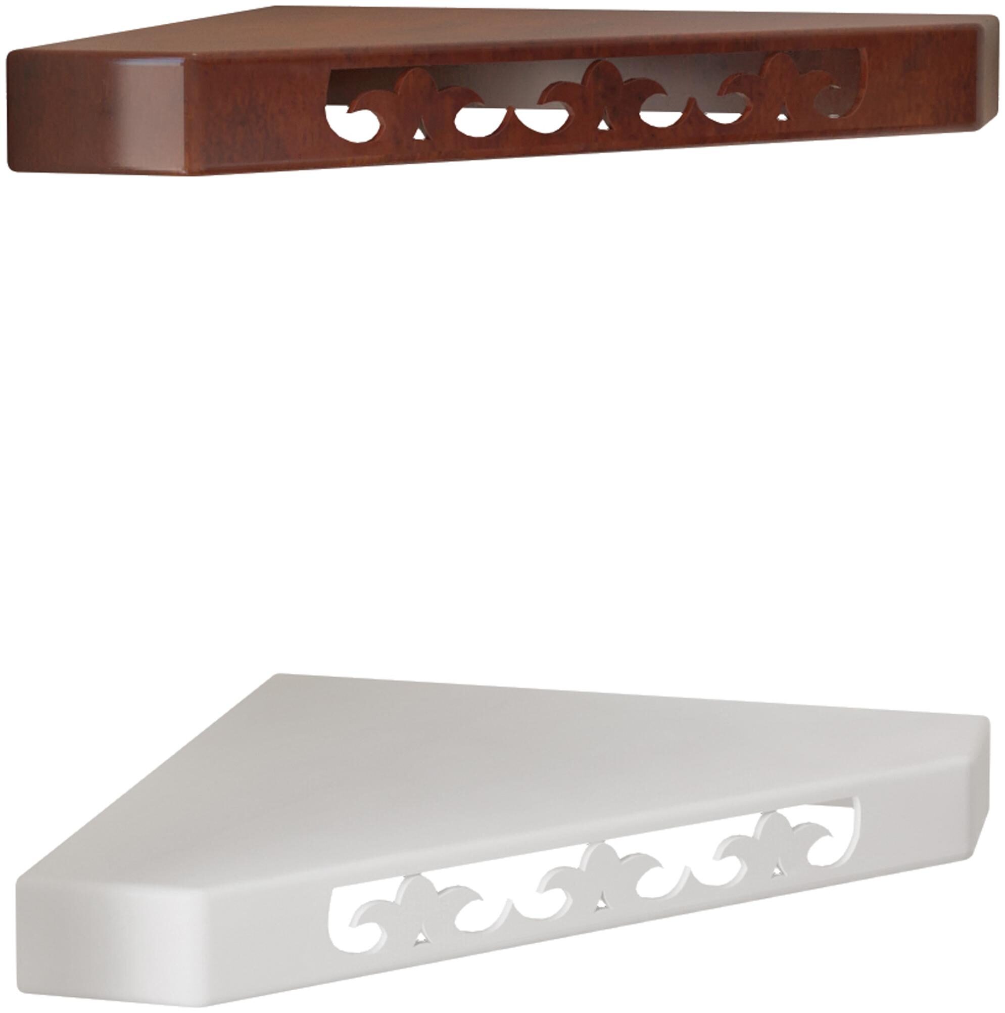 

Home Sparkle Set Of 2 Corner Shelves (Brown And White)