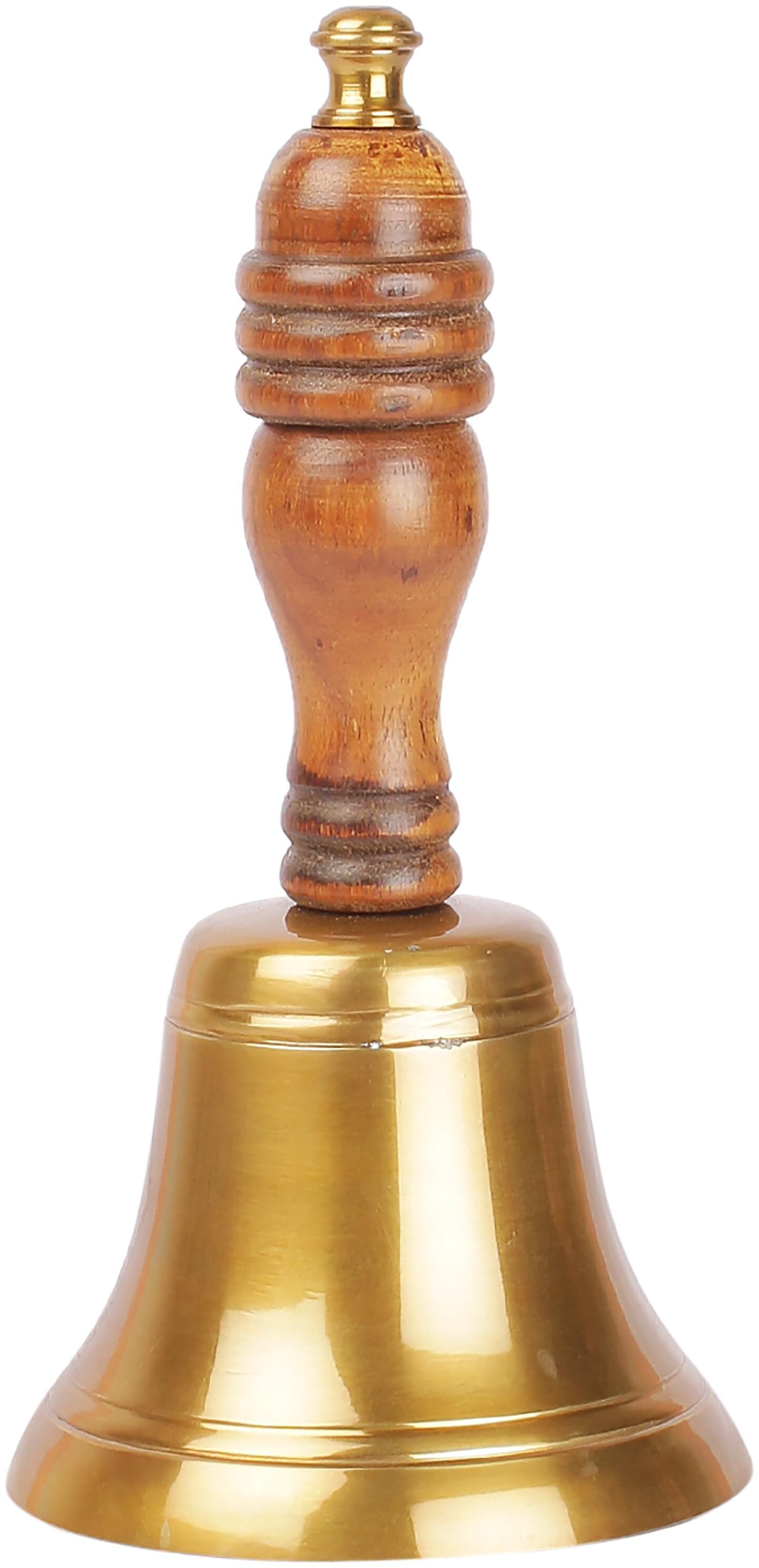 

Home Sparkle Hand Held Bell - Gold Jingle Brass Puja Prayer Ghanti Hindu Festivals Spiritual Gift