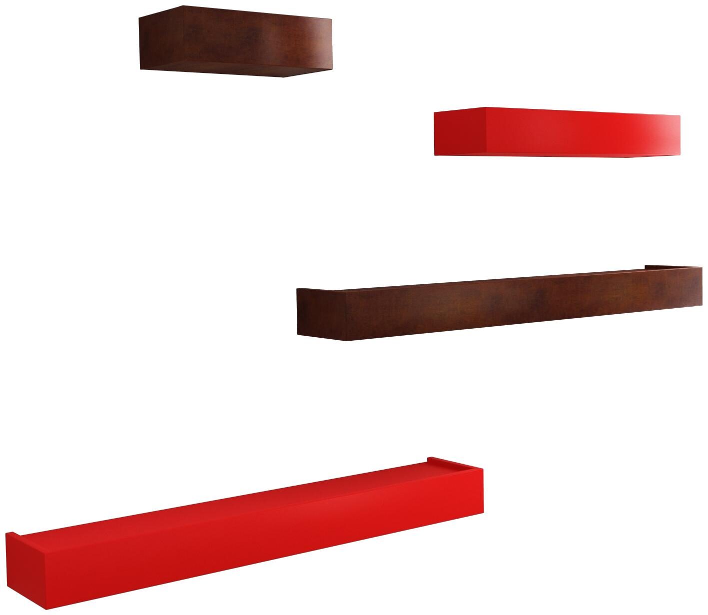 

Home Sparkle Floating Shelves set of 4 (Red And Brown)