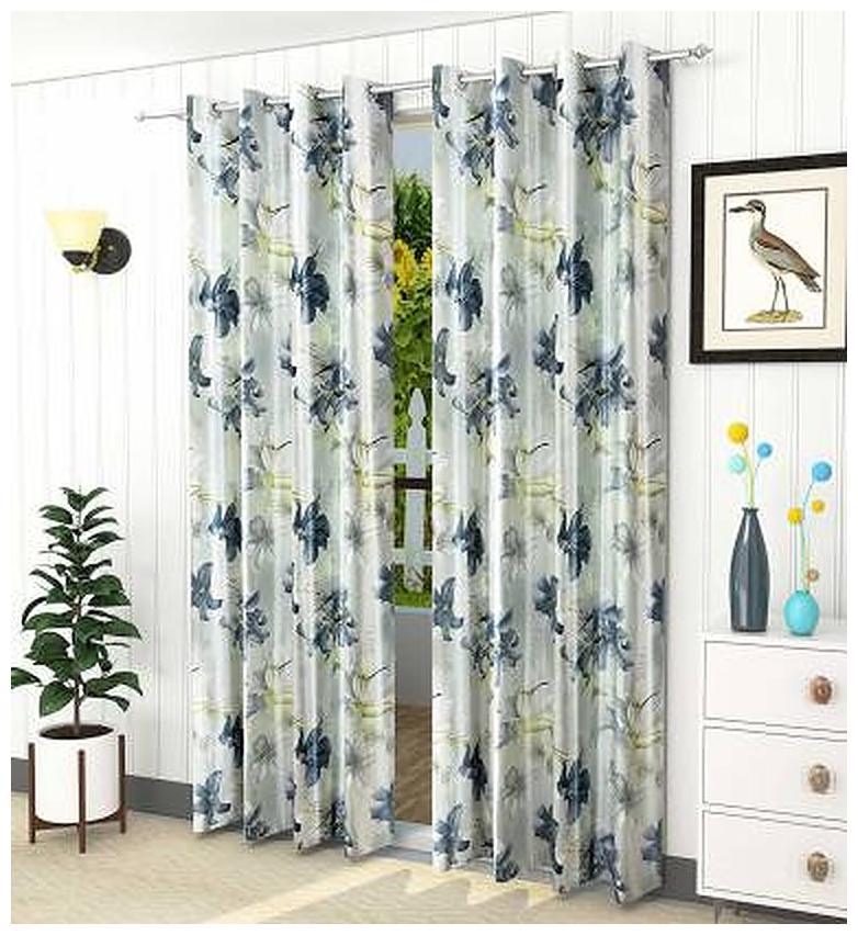

HOMECRUST Polyester Window Blackout Grey Regular Curtain ( Eyelet Closure Printed )