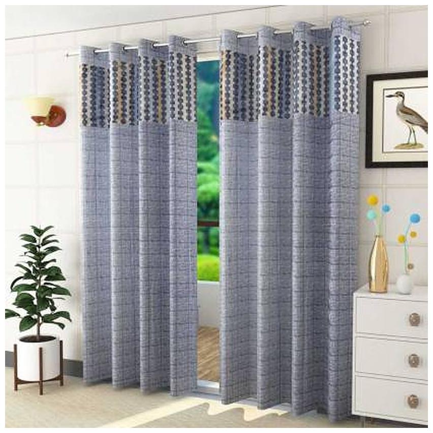 

HOMECRUST Polyester Door Semi Transparent Grey Regular Curtain ( Eyelet Closure Printed )