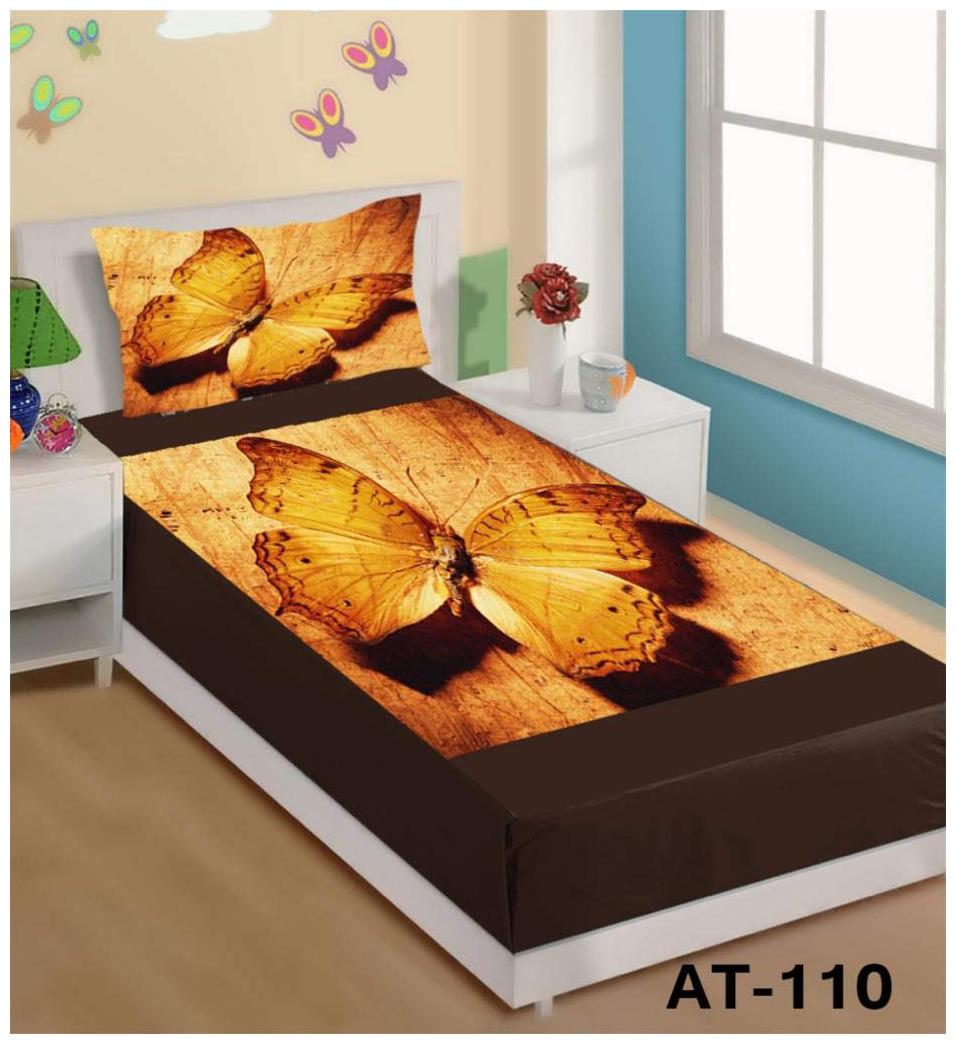 

HOMECRUST Velvet 3D Printed Single Size Bedsheet 10 TC ( 1 Bedsheet With 1 Pillow Covers Yellow )