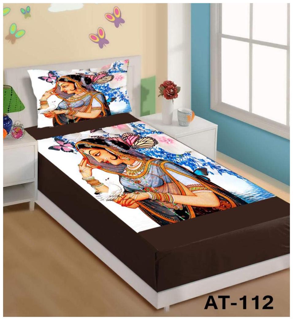 

HOMECRUST Velvet 3D Printed Single Size Bedsheet 10 TC ( 1 Bedsheet With 1 Pillow Covers Multi )