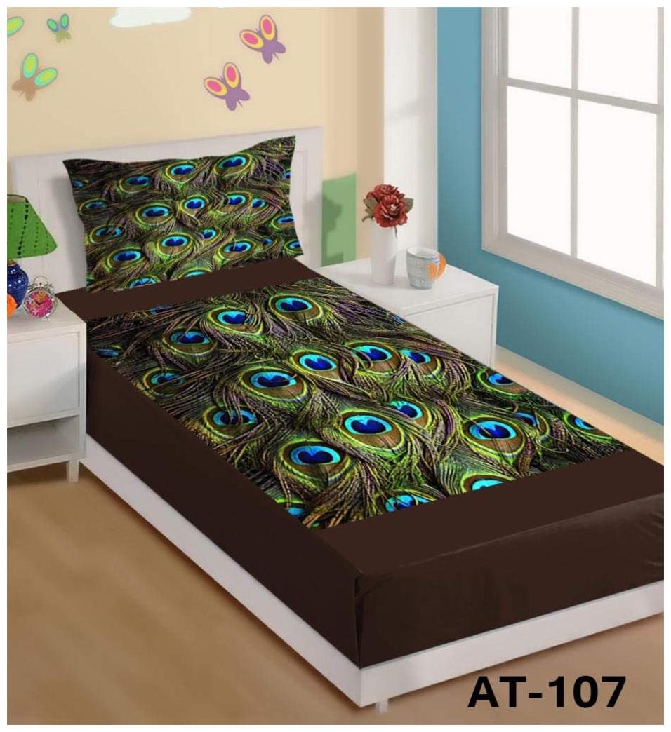 

HOMECRUST Velvet 3D Printed Single Size Bedsheet 10 TC ( 1 Bedsheet With 1 Pillow Covers Multi )