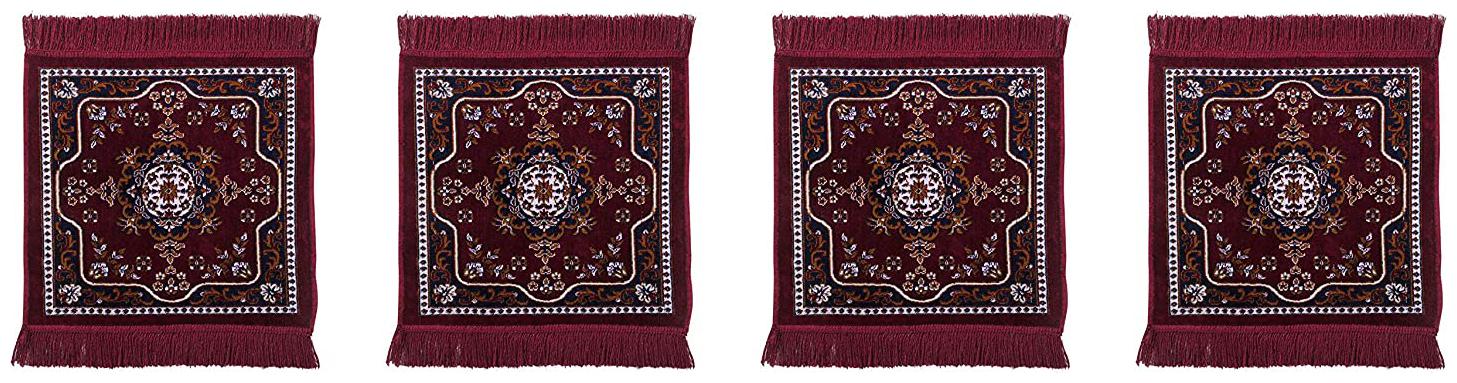 

Homecrust Pooja Aasan Velvet Mat For Praying Meditation Rituals-Maroon Color With 4 Pieces