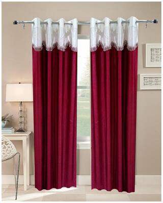 Buy Homefab India Set Of 2 Designer Maroon Window Curtains 5x4 Ft