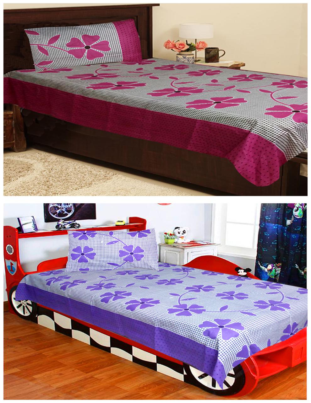 Buy Homefab India Cotton Multi Color Single Bed Sheet Combo Online at