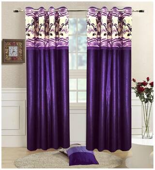 Homefab India Set of 2 Stylish Purple Window Curtains 1.52 m (5 ft) X 1.21 m (4 ft)