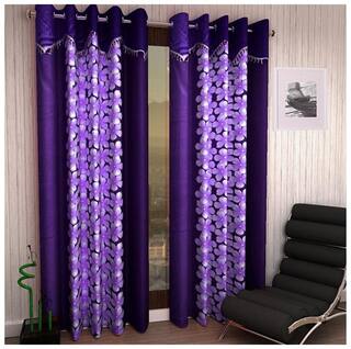 Buy Homefab India Set Of 2 Designer Purple Window Curtains 1 52 M