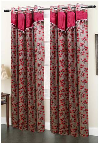 Buy Homefab India Set Of 2 Designer Maroon Window Curtains 5x4ft