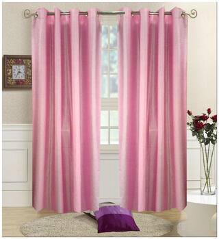 Buy Homefab India Set Of 2 Pink Curtains 9x4 Ft Size Long Door