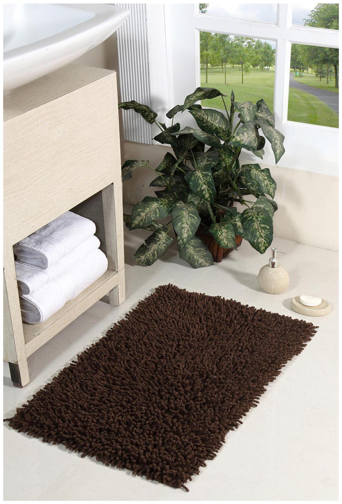 

Homefurry Brown Chevy Cotton Bath Mat