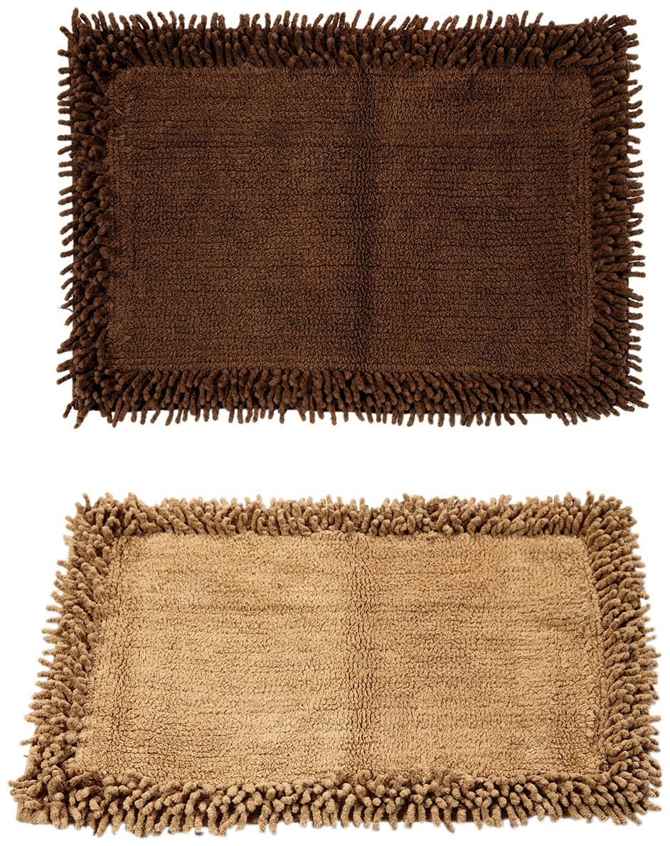 

Homefurry Brown Beige Cotton Bath Mats - Buy 1 Get 1