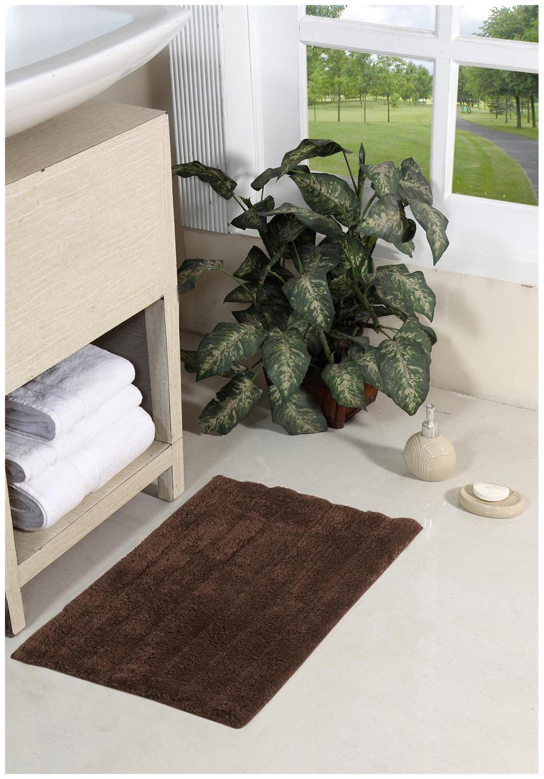 

Homefurry Brown Bathe Stripes Cotton Bath Mat