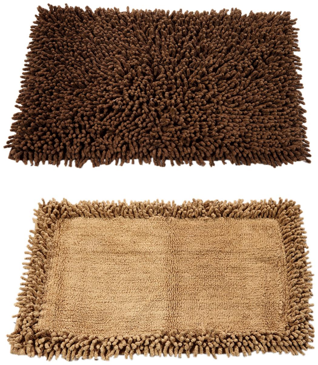 

Homefurry Brown Beige Cotton Bath Mats - Buy 1 Get 1