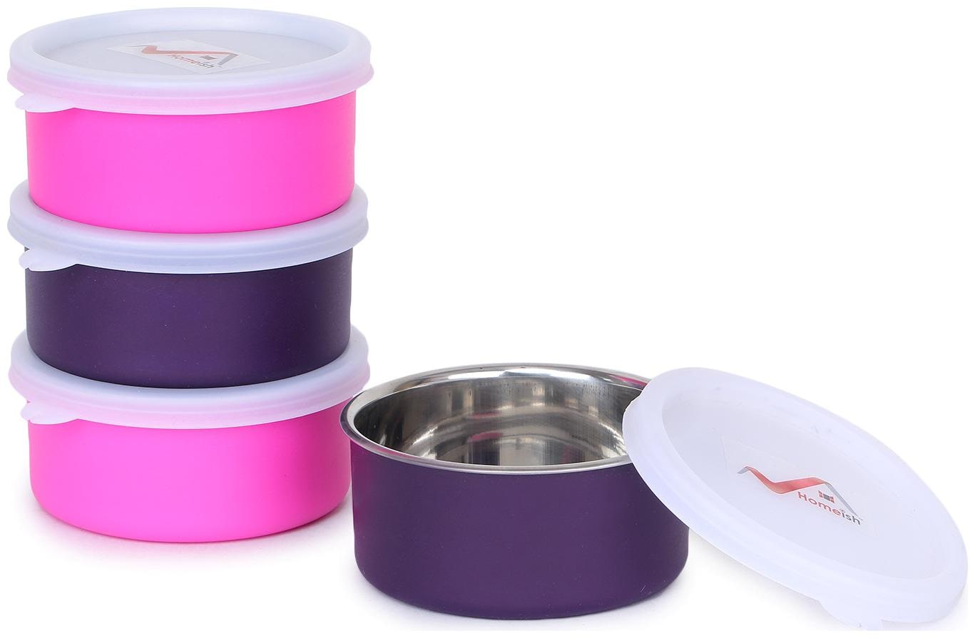 

HOMEISH Pink Purple Lunch box ( Set of 4 200 ml )