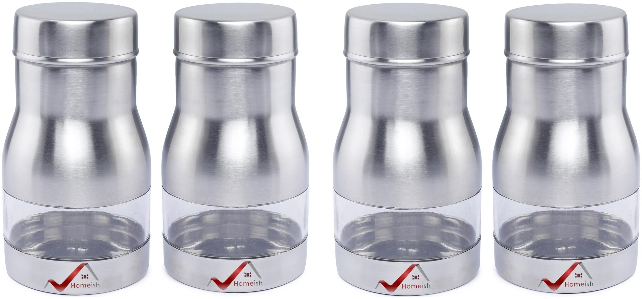 

HOMEISH 700 ml Silver Stainless steel Container Set - Set of 4