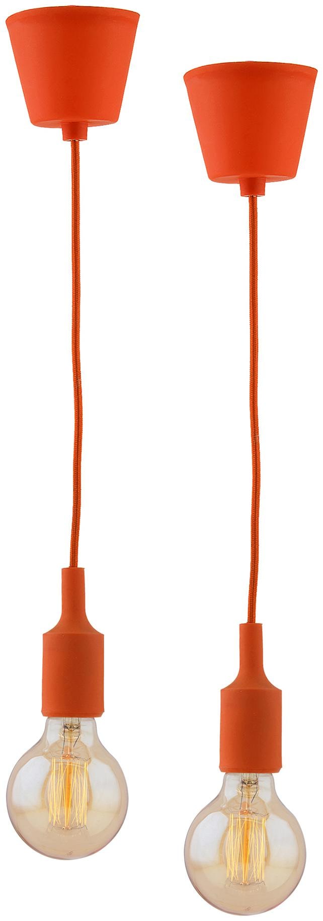 

Homesake 2pcs E27 Socket Chandelier Lamp Light Fixture Orange Hanging Silicone Holder Adjustable Modern Pendant Ceiling Lamp