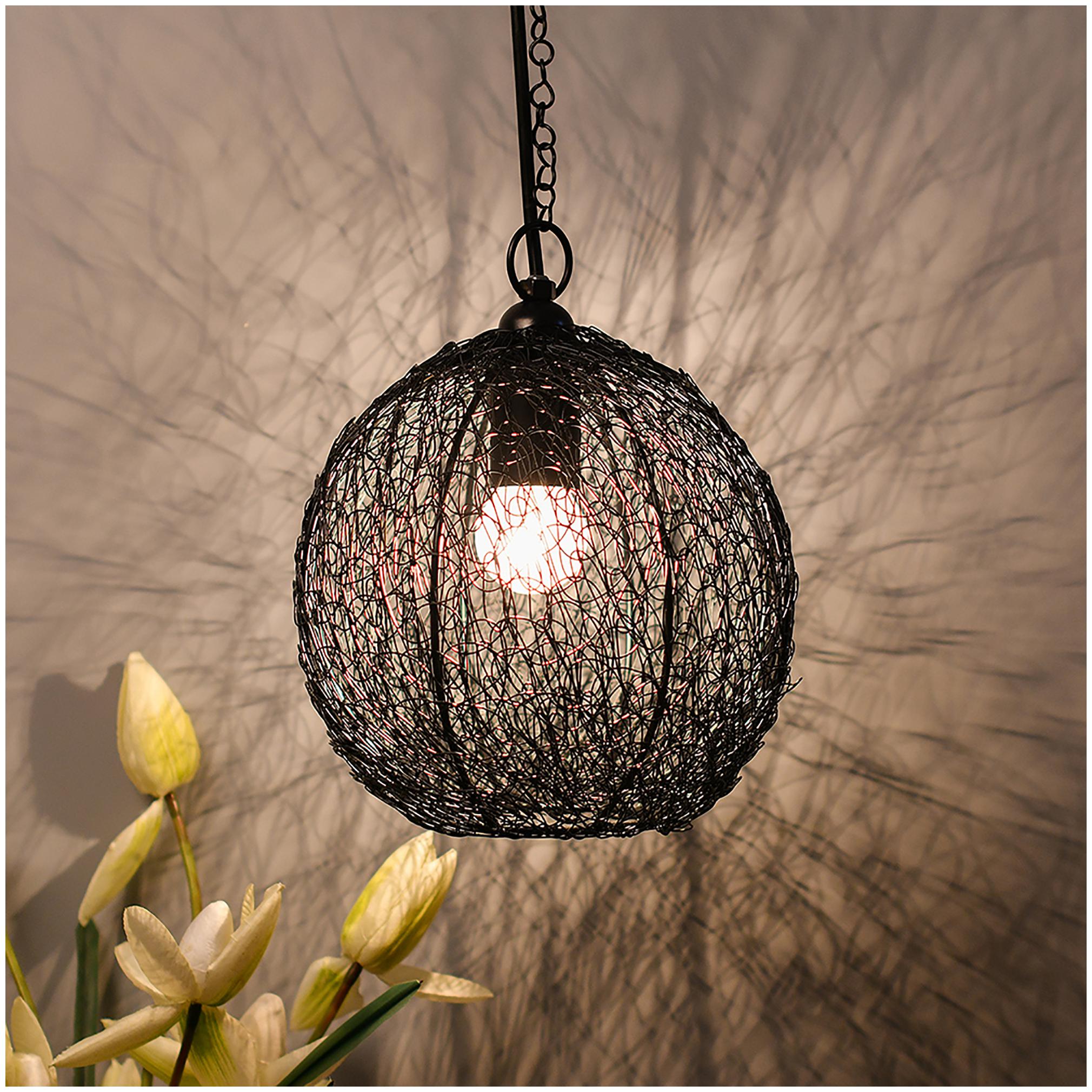 

Homesake Classic Twisted Wire Round Hanging Pendant Light Black Hanging Fixture Lamp