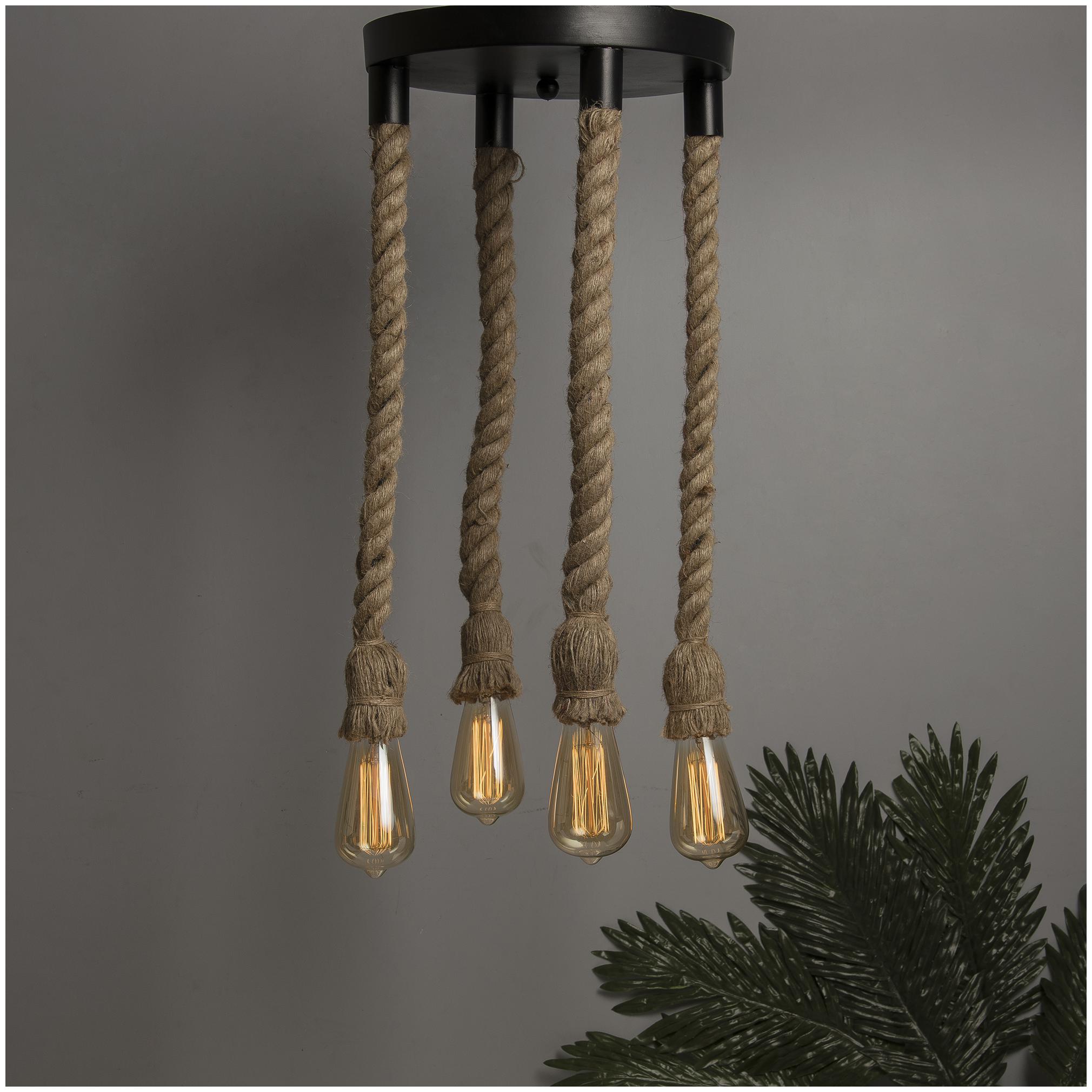 

Homesake Hanging Rustic Rope chandelier hanging ceiling light for dining room bar restraunt cafe