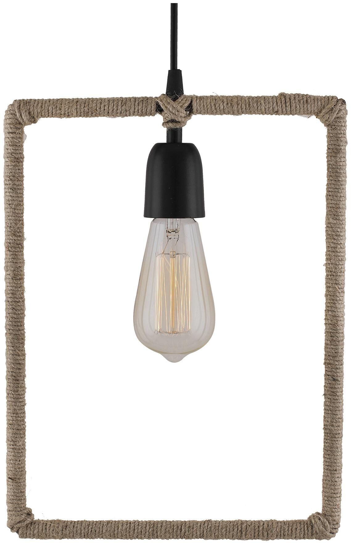 

Homesake Modern Metal Pendant Lights Hemp Rope Decor Hanging Lamp E27 Loft Ceiling Light with filament bulb Rectangle