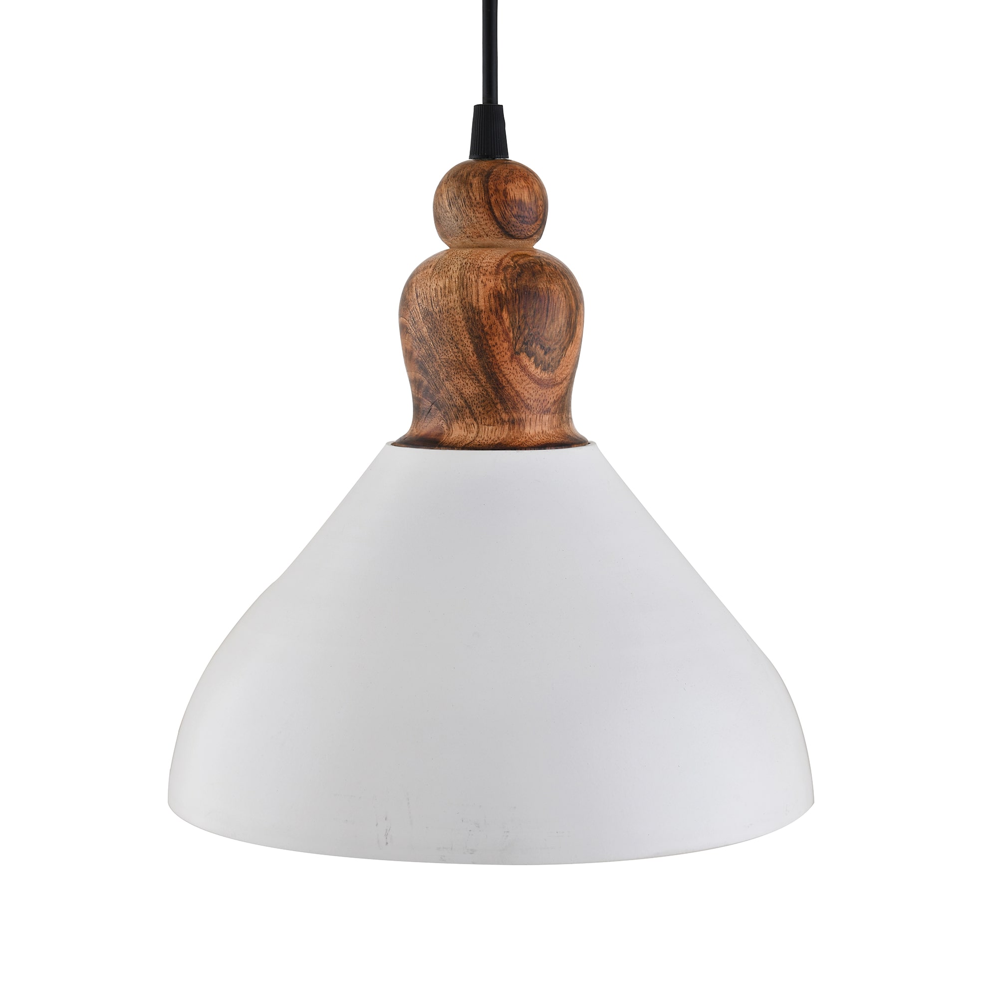 

Homesake Nate Metal Wood Pendant Light White Metal Natural Hanging Ceiling Light Bell