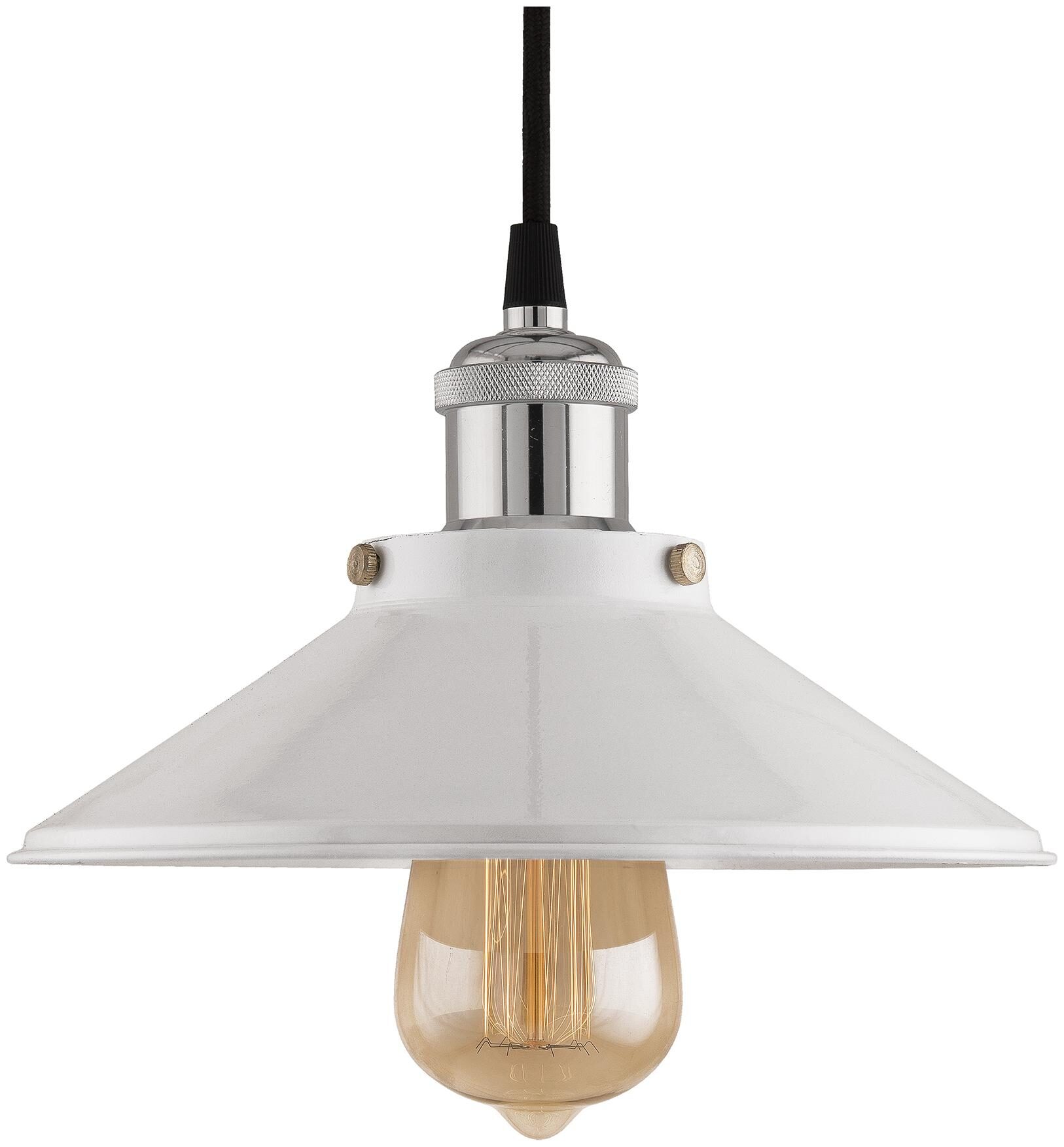 

Homesake Single White Cone Pendant with Nickel Holder E27 Modern Nordic Hanging Ceiling Light (Bulb Included)