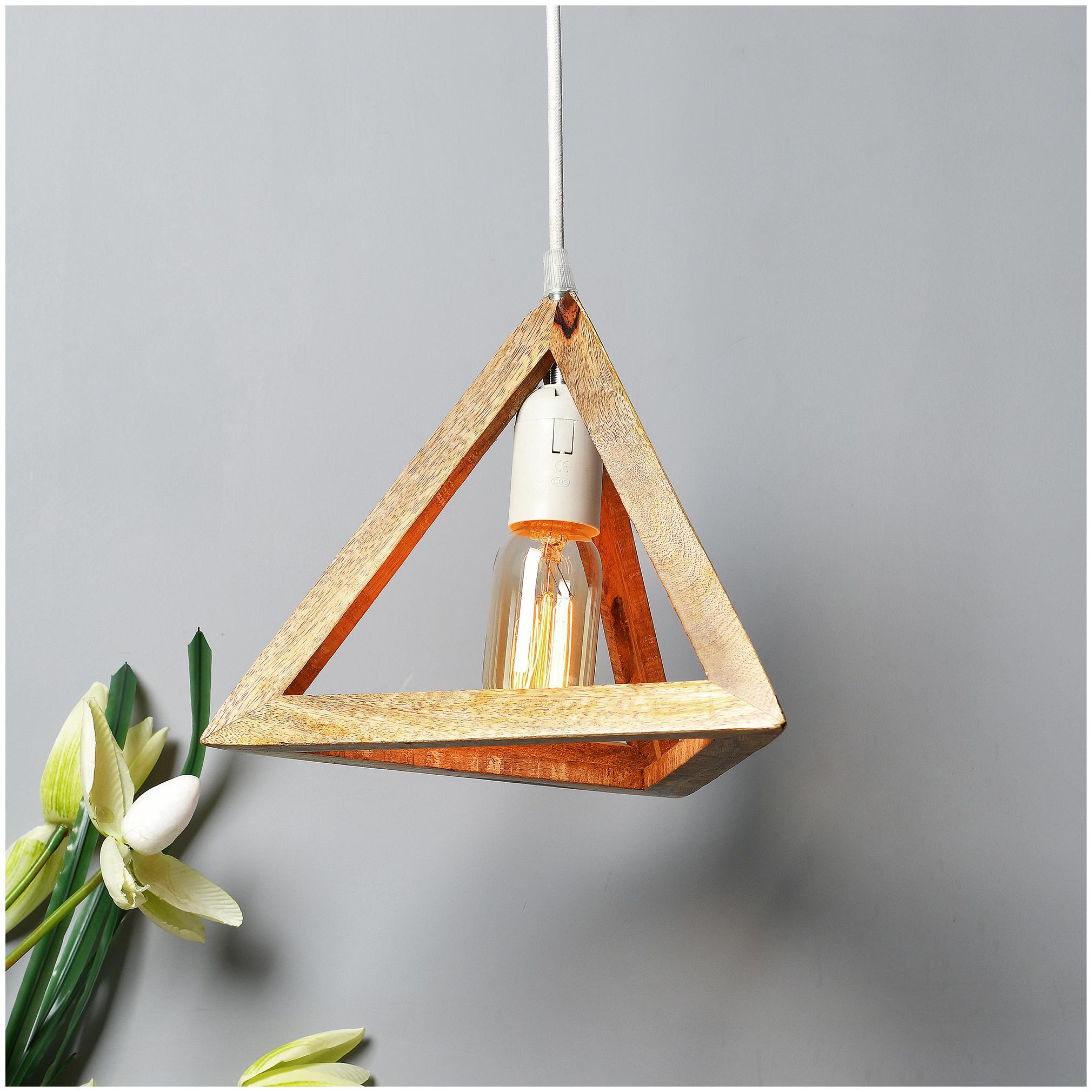 

Homesake Wooden Triangle Hanging Light with White Holder