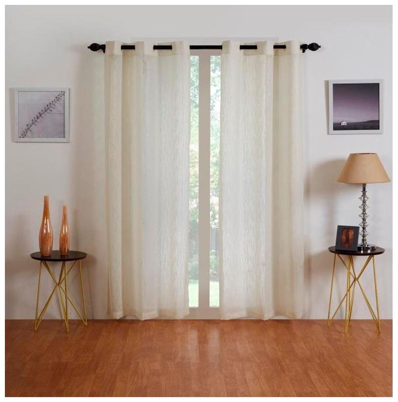 

HOMEWARDS Premium linen look WHITE 100 Polyester sheer Door curtain panel 7 ft x 4 ft (210 cm x 120 cm)