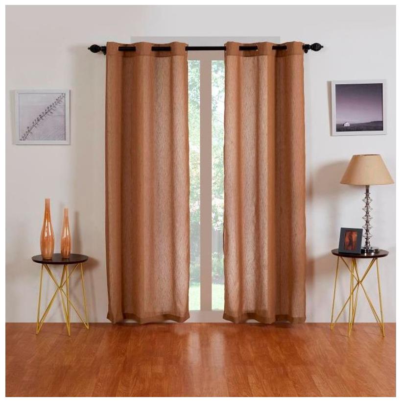 

HOMEWARDS Premium linen look LIGHT BROWN (Set of 2) 100 Polyester with polycot lining Door curtain panel 7 ft x 4 ft (210 cm x 120 cm)
