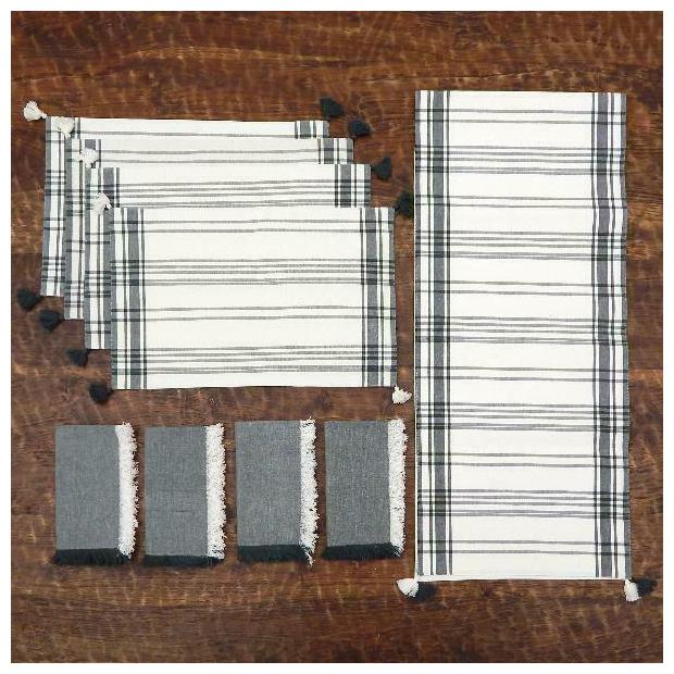 

Homewear Ebden Stripe 9 Piece Kitchen Linen Set - Table Runner 4 Placemats 4 N