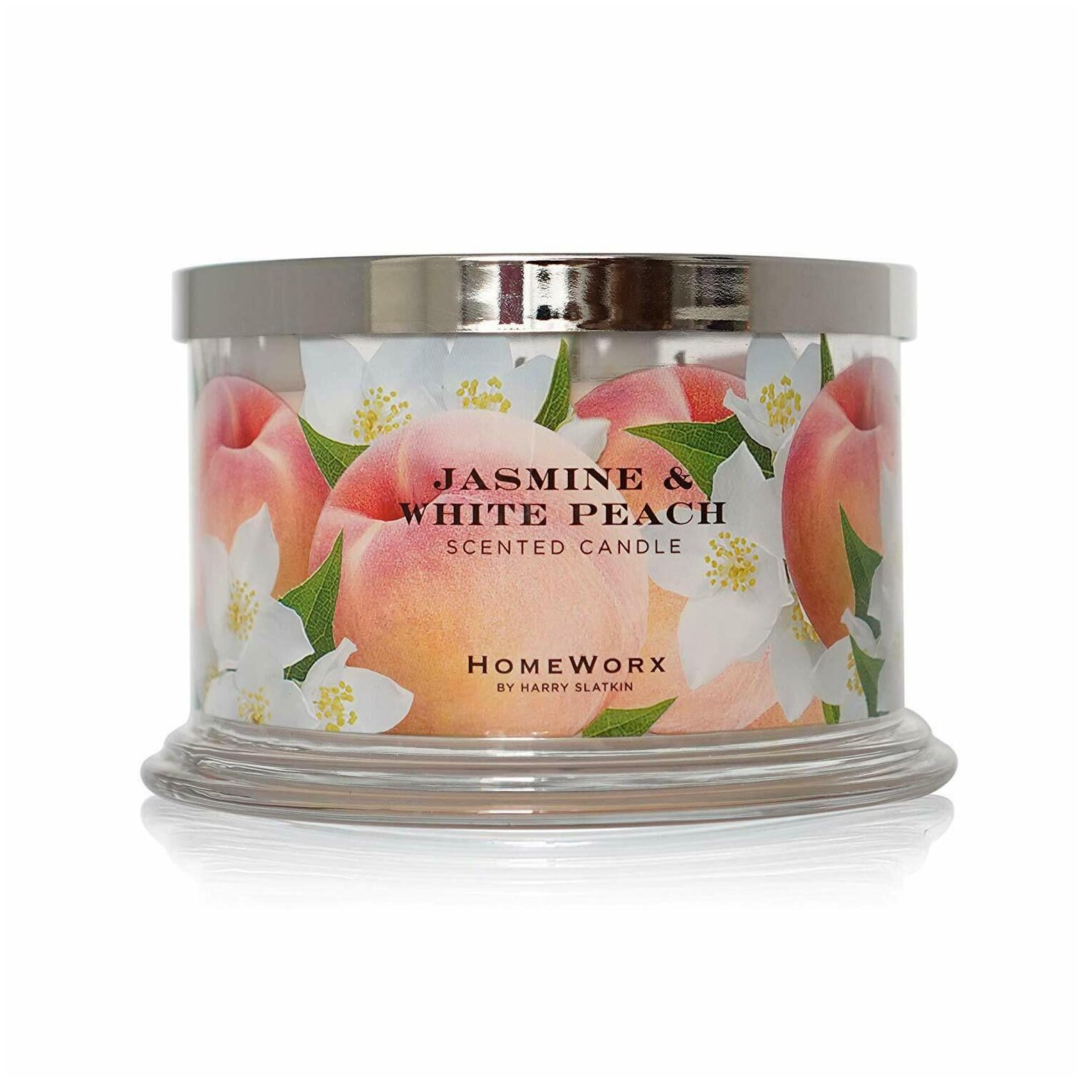 

HomeWorx by Harry Slatkin 4 Wick Candle 18 oz Jasmine White Peach