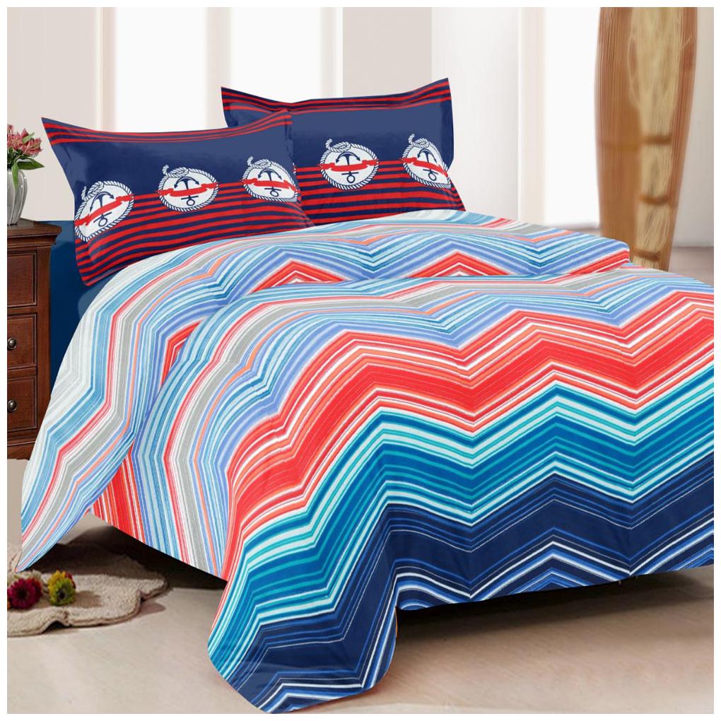 

HOMEZY Cotton Geometric King Size Bedsheet ( 1 Bedsheet With 2 Pillow Covers Blue )