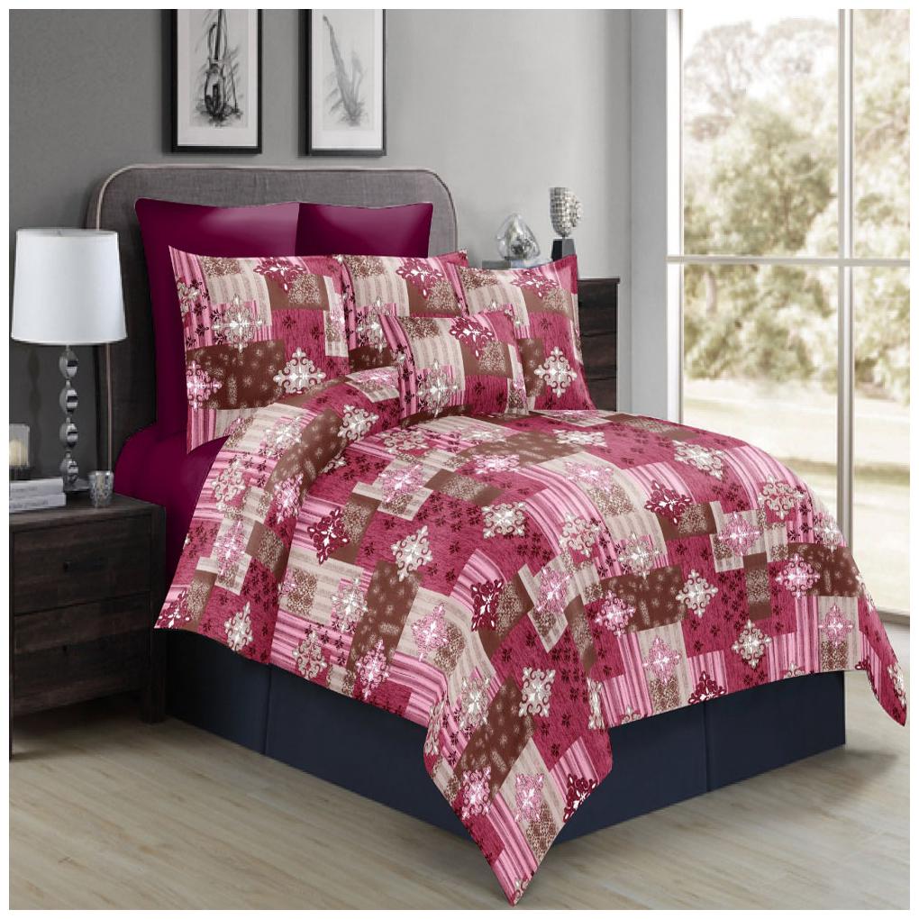 

HOMEZY Cotton Abstract King Size Bedsheet ( 1 Bedsheet With 2 Pillow Covers Maroon )