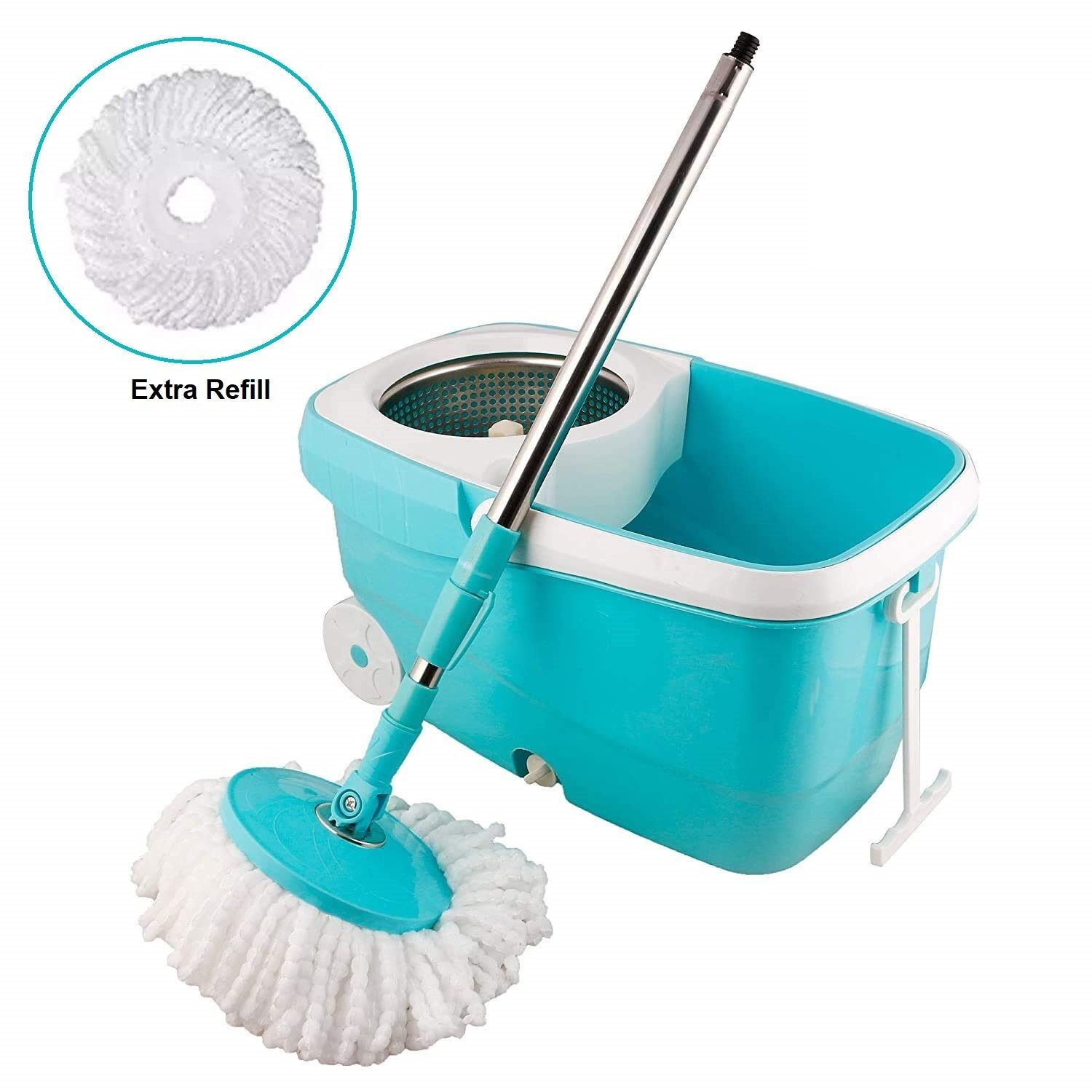 

Homfine 360 Degree Spin Bucket Mop Set With Stainless Steel Spinner With Big Wheels One Extra Refill For Cleaning All Kind Of Floors