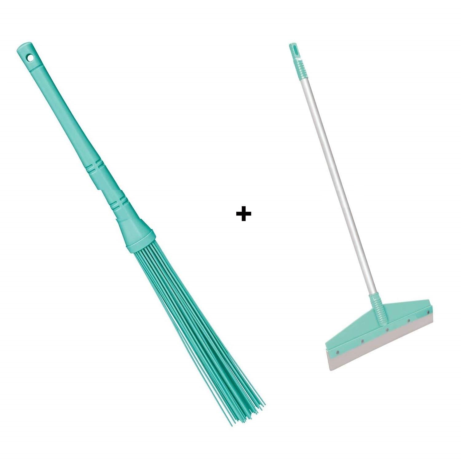 

Homfine Bathroom Cleaning Combo Set of Kharata Stick Broom Long Handle and Small Size Bathroom Floor Wiper with Quality Foam