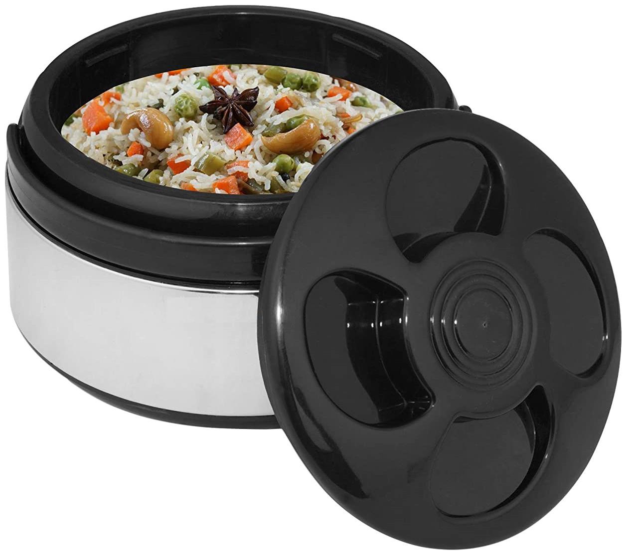

Homfine Steel 3 litre Hotpot Casserole (Double Wall Insulated 3000 ml Stainless Steel For Hot Meal Chapati Curry Roti Warm Food Serving) With Lid Handle