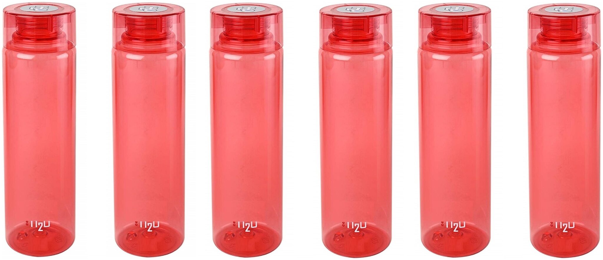 

Homfine Unbreakable BPA Free Fridge Water Bottle 1 Ltr Plastic Red Water Bottle ( 1000 ml Set of 6 )