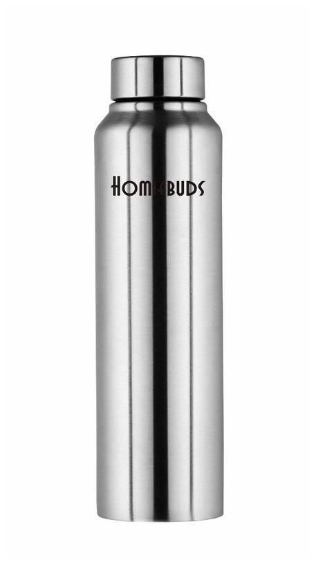 

Homiebuds Stainless Steel Silver Water Bottle ( 1000 ml Set of 1 )