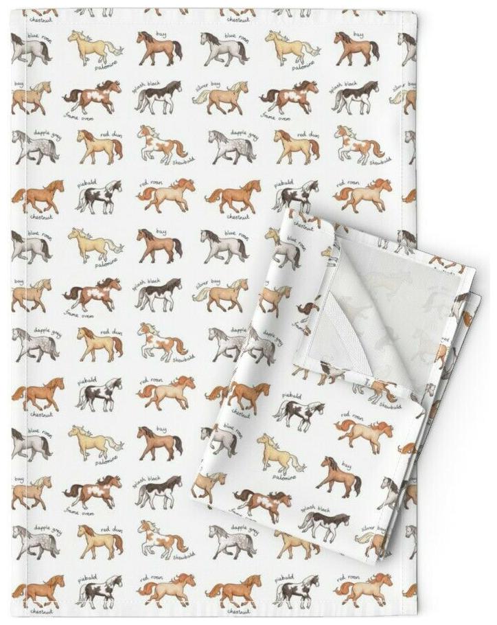 

Horses Equestrian Riding Show Linen Cotton Tea Towels by Roostery Set of 2