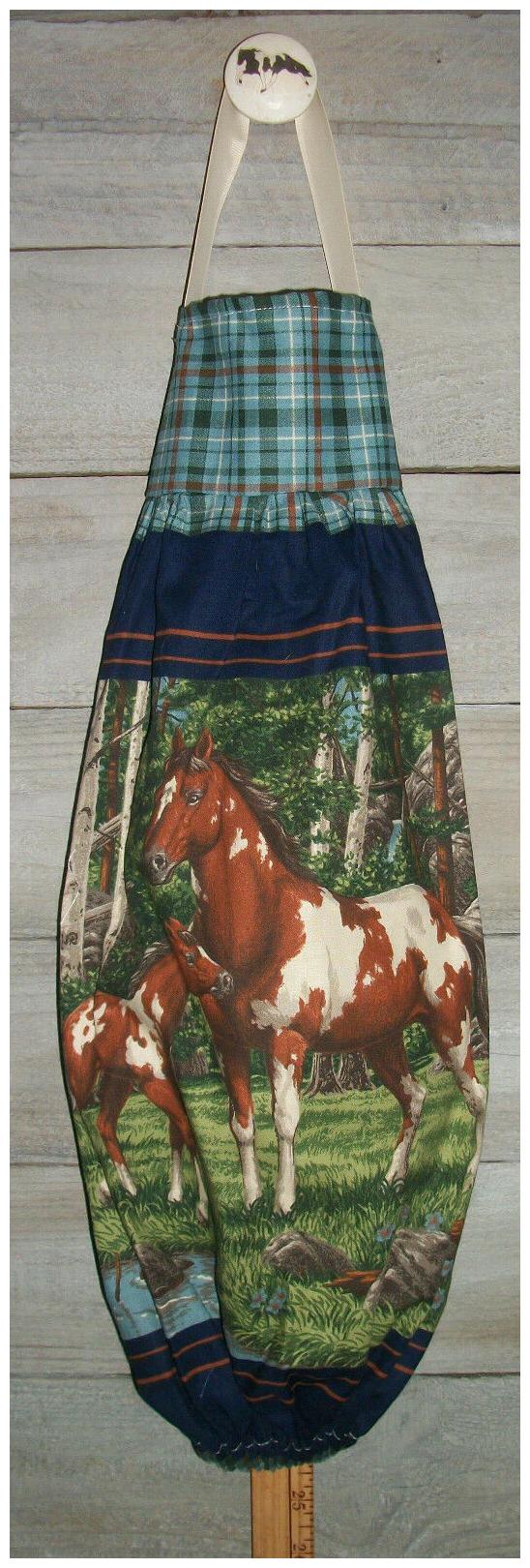 

Horses Mare Foal Chestnut Paints Birch Plastic Grocery Bag Rag Sock Holder