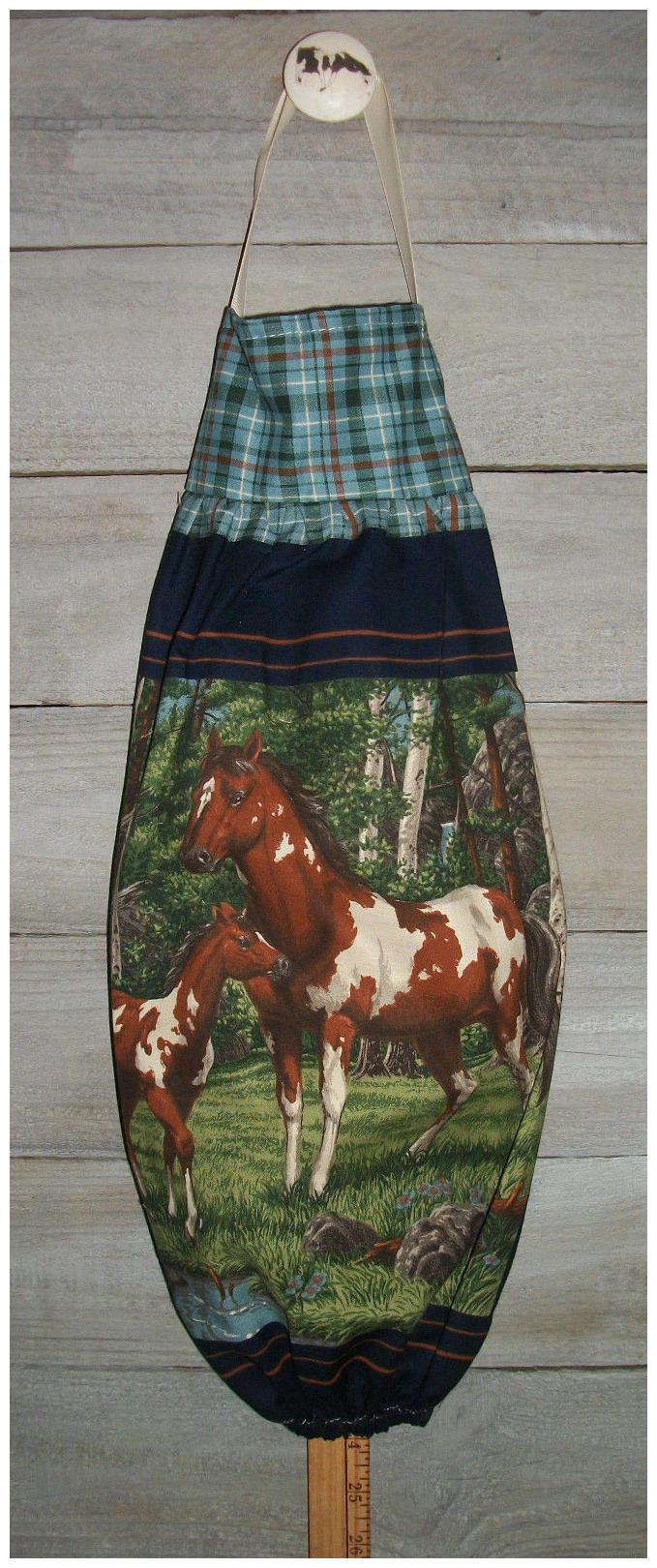 

Horses Mare Foal Chestnut Paints Birch Plastic Grocery Bag Rag Sock Holder