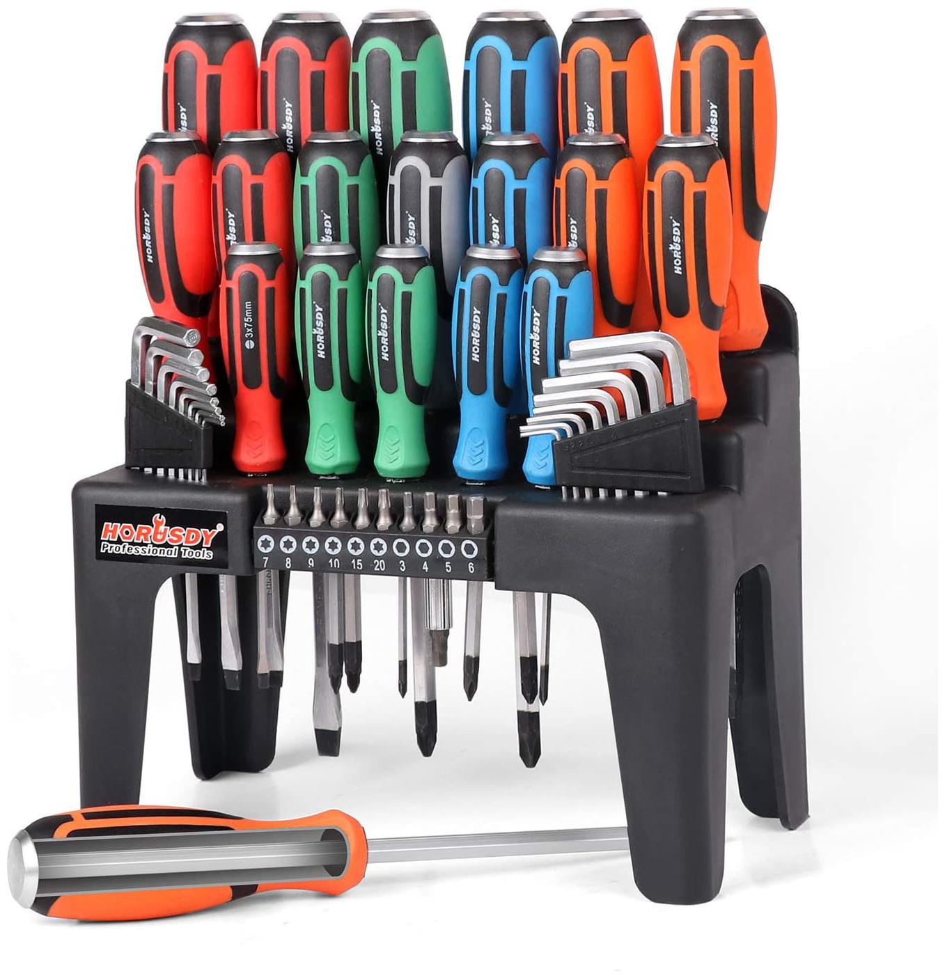 

HORUSDY 44-Piece Magnetic Screwdriver Set with Go-Thru Steel Blades High Torqu