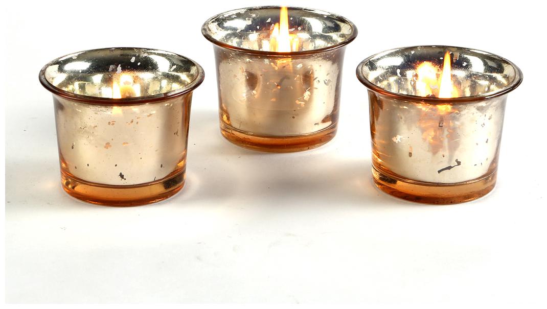 

Hosley Metallic Gold Glass Tealight Holder With 3 pcs Bonus Tealights