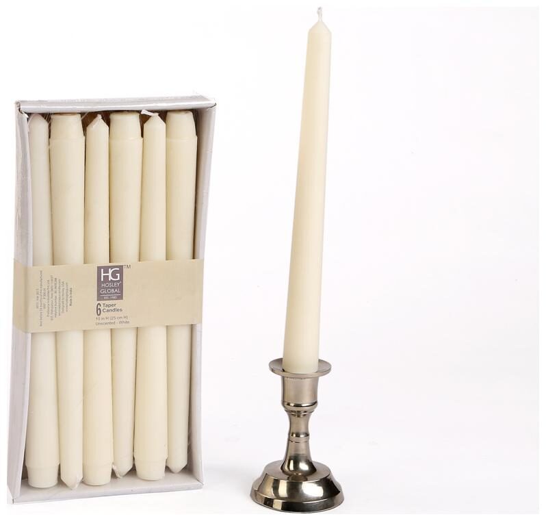 

Hosley Pack Of 6 Unscented 25 4Cm High White Taper Candles