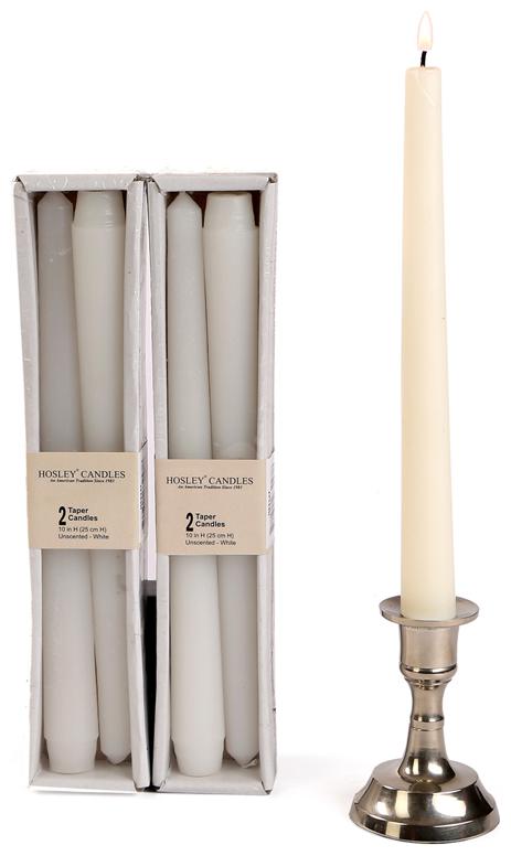 

Hosley Unscented 25 4Cm High White Taper Candles