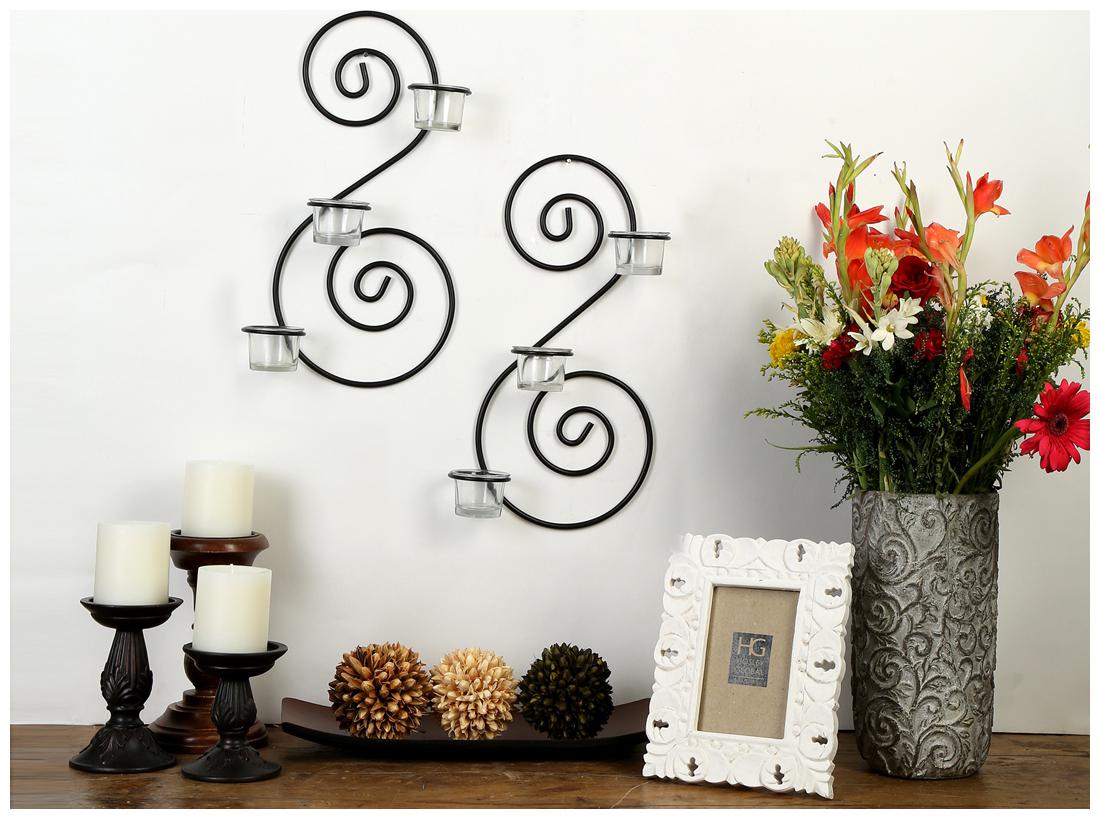 

Hosley Wall Sconce With Frosted Glass Cups And Tealights